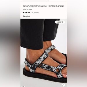 Women’s Teva Original Universal Black and White Ocean Print Sandals Size 9